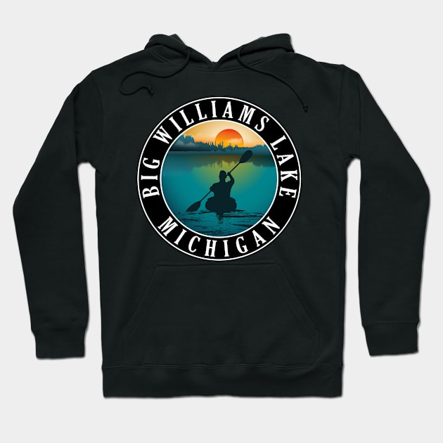 Big Williams Lake Kayaking Michigan Sunset Hoodie by BirdsEyeWorks